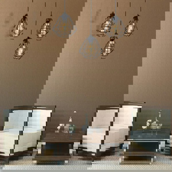 Milagro Colin Black Pendant Lamp 3XE27 Hand Made Matt Black Cage Style Lamps Creating Industrial Chic