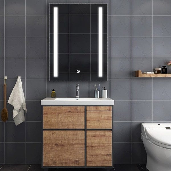 80cm Height LED Bathroom Mirror Cabinet with Shelves Socket Bathroom Mirror Cabinets Living and Home