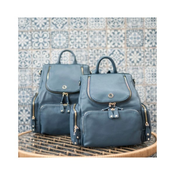 KeriKit England Amber Midi Leather Backpack - Denim Blue