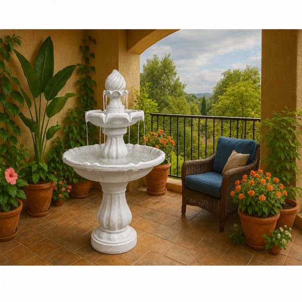 Homeology Aruna Elegant 3-Tier Outdoor Water Fountain Self-Contained Stunning Garden Feature with Cascading Waterfall
