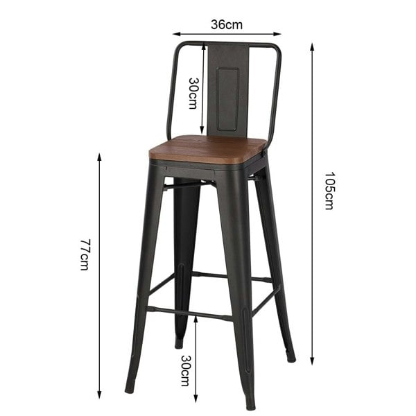 Set of 2/4 Metal Wooden High Bar Stools for Kitchen Bar Stools Living and Home