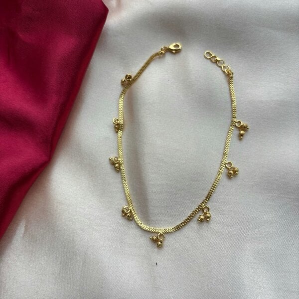 The Colourful Aura Golden Brass Rounds Beads Indian Payal Anklet