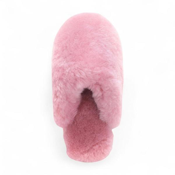 Infinity Leather Women's Sheepskin Slippers Pink Warm Winter Fur Mule - Aurora