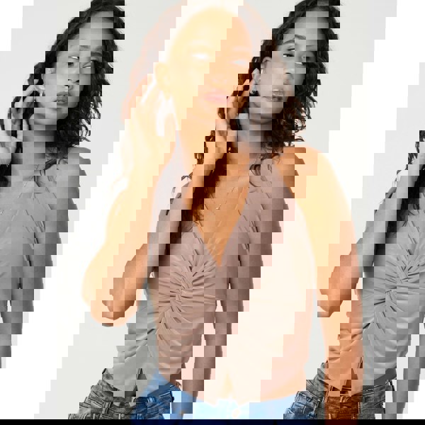 Pink Vanilla Knot Front Halter Top