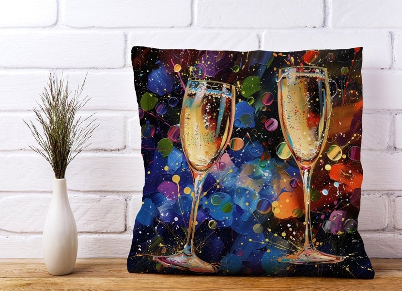 Warren Reed Splashart Champagne Flutes Cushions