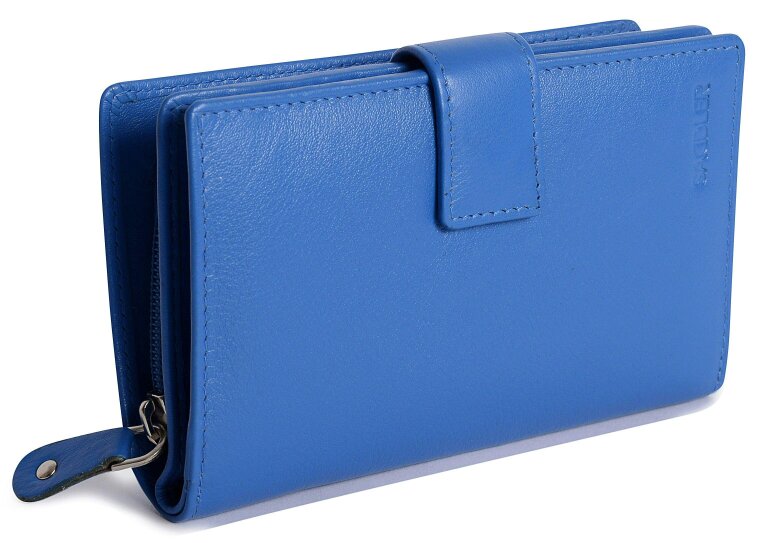 SADDLER Mid-Size Leather Purse Wallet  "Holly" – Handmade by Saddler | RFID Protected & Gift Boxed - Electric Blue