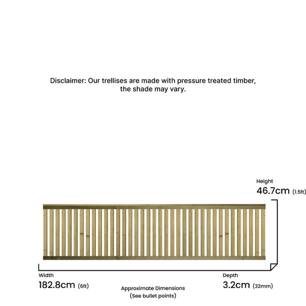 Premier Garden Supplies Tuscany Fence Panel Topper Garden Trellis 6ft x 1-4ft Vertical Decorative Flat Top Fencing Wall-Mount Privacy Screen - Wood - 3, 4 or 5 - 5 Pack Height: 1.5ft x Width: 6ft (182.8cm) x 5 Pack