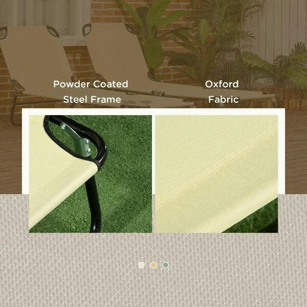 Bobobiy Set of Two Metal Frame Folding Sun Loungers - Beige