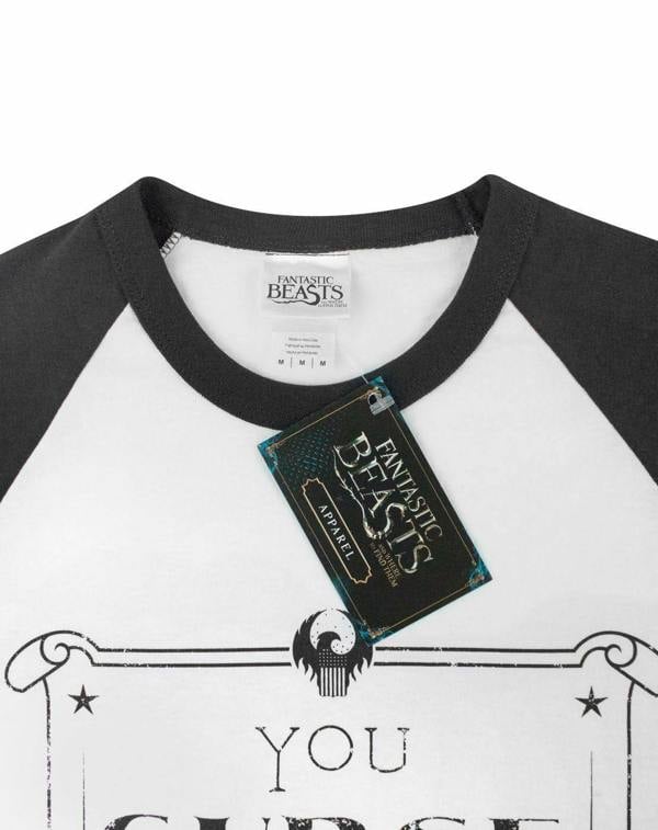 Fantastic Beasts And Where To Find Them Mens White You Curse It, You Cure It Text Print Raglan Short Sleeved T-Shirt