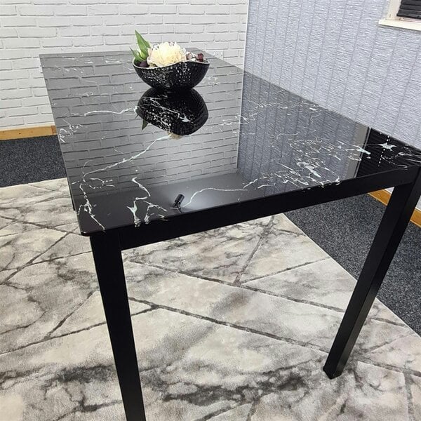 Kosy Koala Dining Table Black Glass Kitchen Place for 6 Seats, Dining Table Only (Black H 75 x L 134 x W 70 cm)