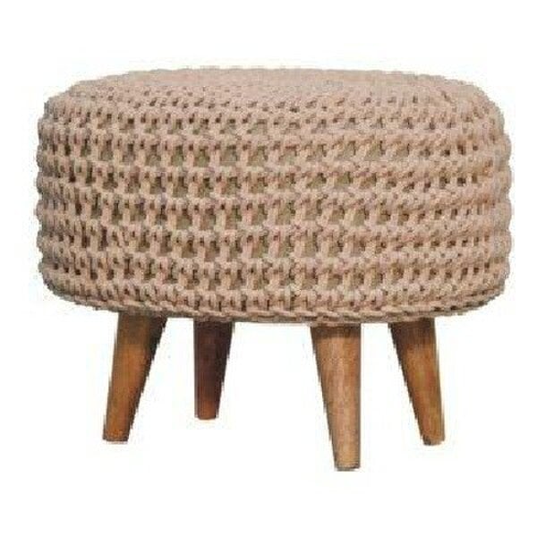 Wyld Haus Mantua Beige Hand Woven Oblong Footstool