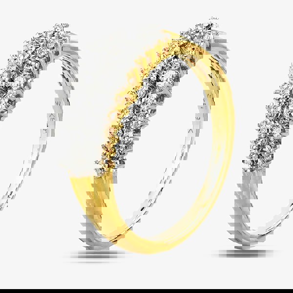 T. H. Baker 9ct Yellow Gold 0.50ct Diamond Claw Set Three Row Ring TH011776R