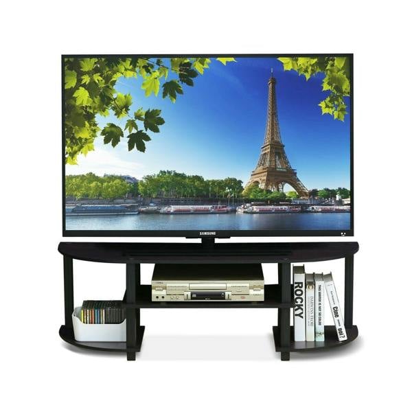WALPLUS Turn S Tube Wide TV Entertainment Center, Dark Walnut | TV Stand Unit for Entertainment Storage and Living Room Setup