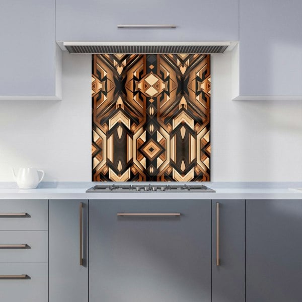 Warren Reed - Designer Black And Brown Intricate Pattern Kitchen Splashback