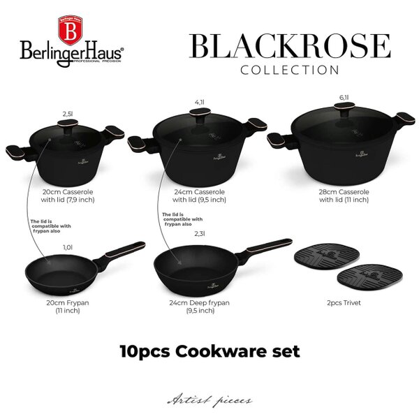 Berlinger Haus Black Rose BH8362 – 10 Piece Cookware Set