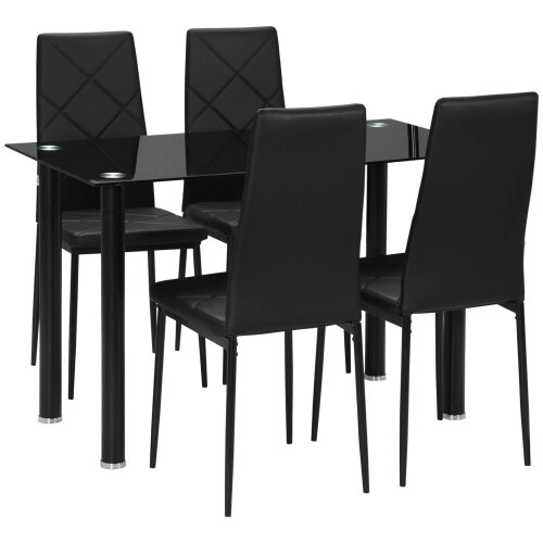Wyld Haus Zinelalo Metal And Wooden Black Modern 5 Piece Dining Table Set For 4
