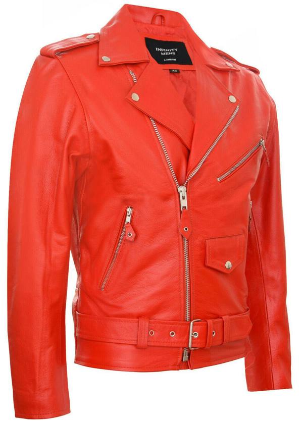 Infinity Leather Mens Cow-Hide Black Brando Jacket -Venice
