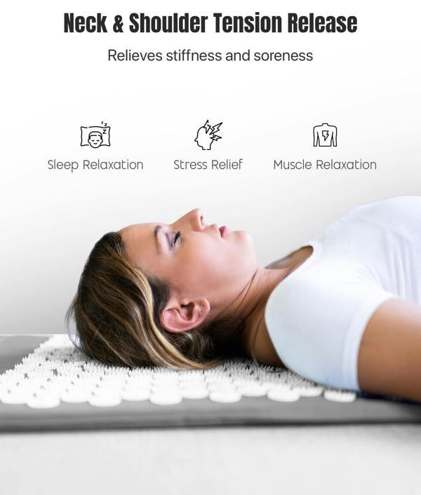 ROMIX Acupressure Mat and Pillow Set with Carry Bag, Spike Massage Mat for Back, Neck and Feet Relaxation