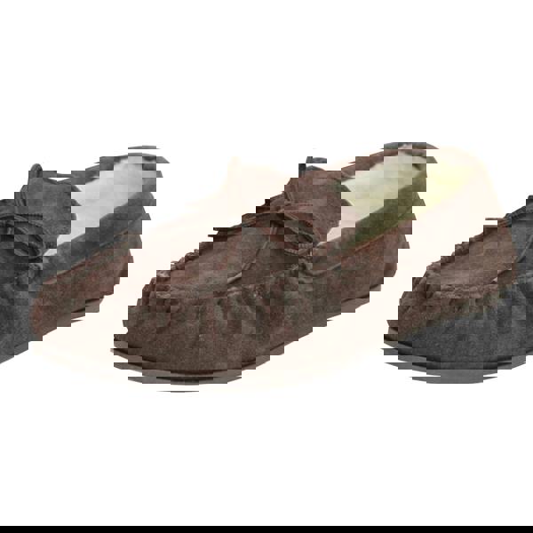 Eastern Counties Leather Unisex Wool-blend Hard Sole Moccasins - Chocolate - 