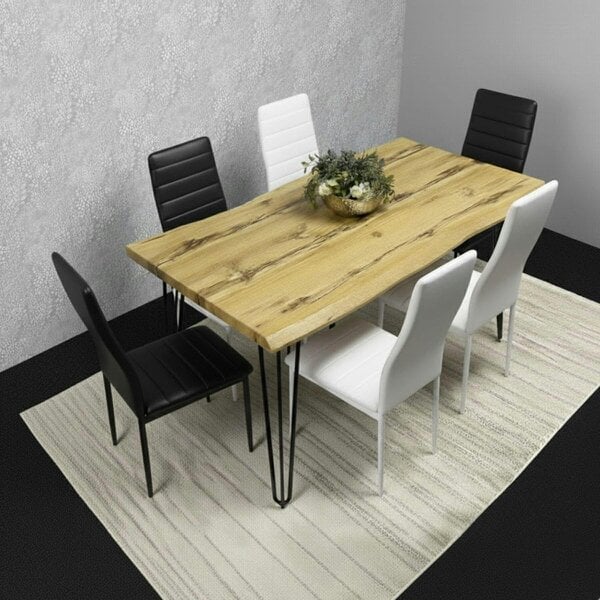 Kosy Koala Modern Dining Table Set With 6 Mix Faux Leather Chairs Dining Room Furniture