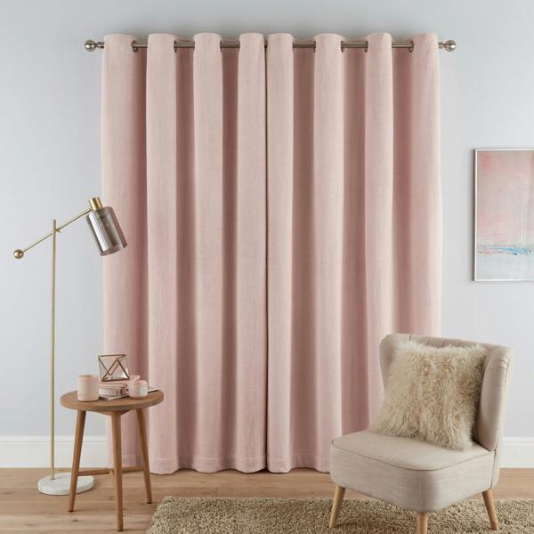 Smart Living Teddy Fleece Eyelet Curtain - Blush