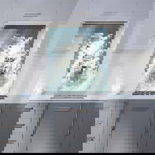 Warren Reed - Designer White Wolf With Glasses Splashart Kitchen Splashback