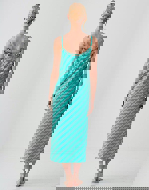 British Boxers Women's Crisp Cotton Strappy Nightdress – New York Turquoise Stripe