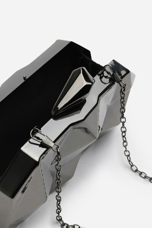 Where's That From Rica Geometric Clutch Bag In Black