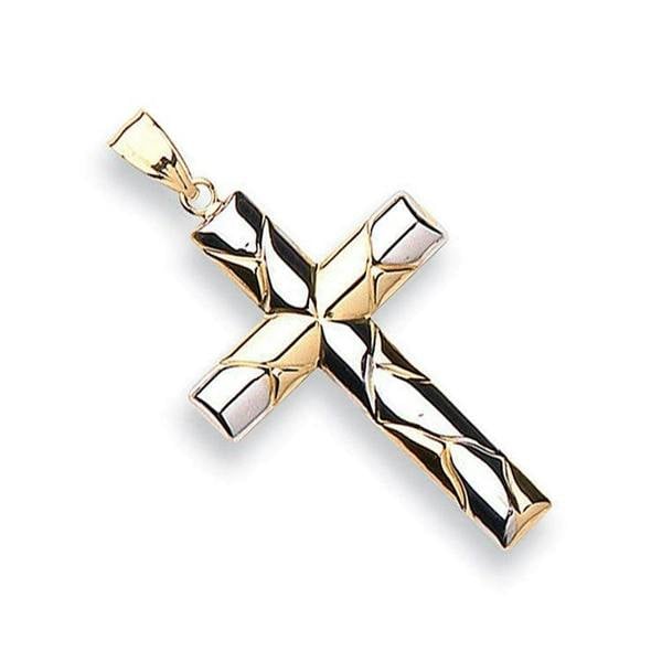 Christopher James of London 9ct Yellow Gold & 9ct White Gold Cross Pendant and Optional Chain