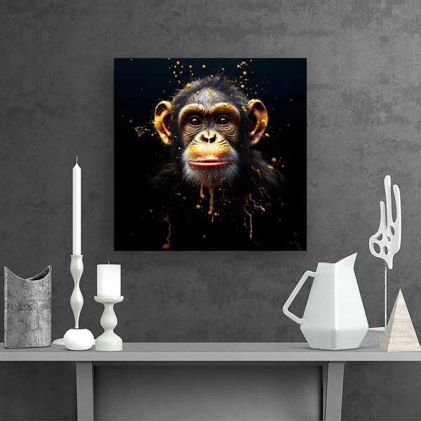 Warren Reed Splash Art Cheeky Chimp Face Canvas