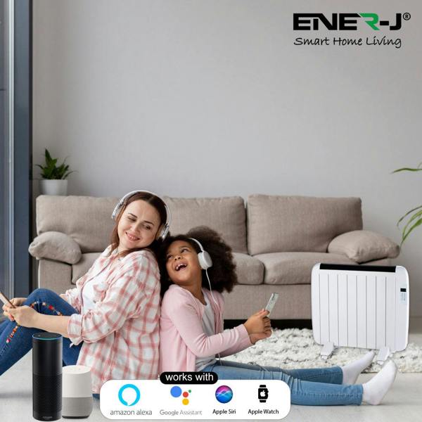 ENER-J 1200W Smart WiFi Electric Radiator Heater, 72cm, Ultra Slim 5.5cm, Wall Mounted or Freestanding, Alexa & Google Home