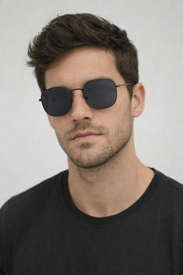 Hexagon Aviator Sunglasses in Black - svnx