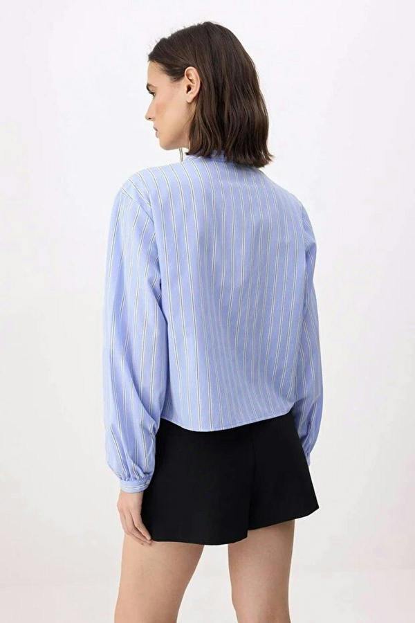 WOVCOR Striped Tie-Up Relaxed Fit Shirt