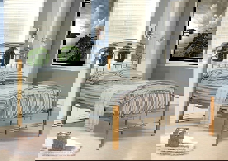 Rubberwood Metal Bed Frame - 2 Colours | 4 SizesRubberwood Metal Bed Frame - 2 Colours