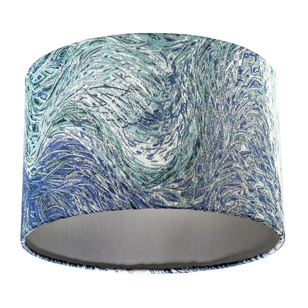 Artistic and Fluid Textured Lamp Shade in Blue Teal and Soft Green Image 5