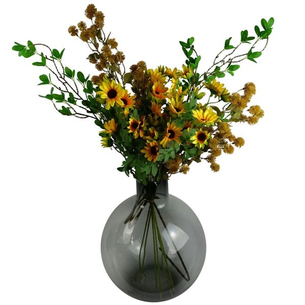 Leaf Pack of 6 x 70cm Artificial Yellow Daisy Flower Spray