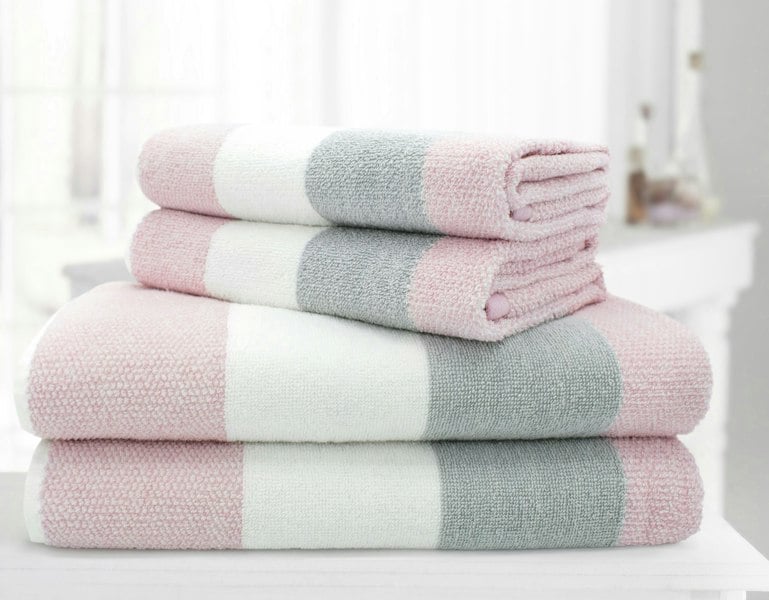 Velosso 100% Cotton Stripe Towels - Pink