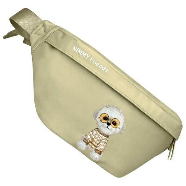 Nimmy Friends Glasses Cool Dog Shoulder Crossbody Bag Khaki - N-YJ-XB-02