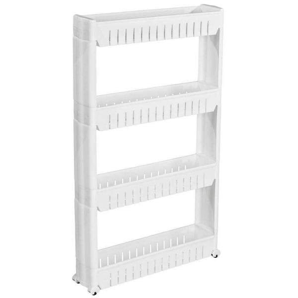 HYGRAD BUILT TO SURVIVE HYGRAD® Slide Out Storage Tower Folding 3/4 Tier Rolling Castor Kitchen Bathroom Trolley Rack UK (White, 4 Tier)