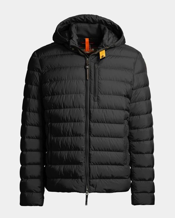 Parajumpers Last Minute Mens Down Jacket with Hood - Black 541, front