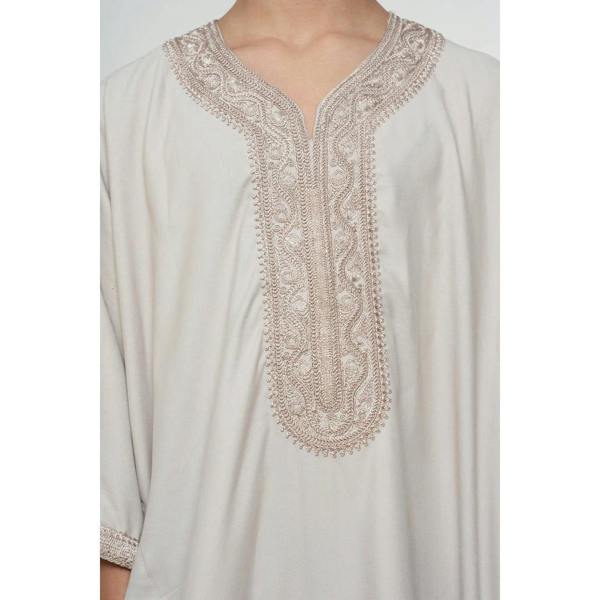 Boy's Moroccan Thobe Half Sleeve Gandoura Embroidery Kaftan - Salmon - Thobez - 16