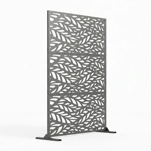 Nicoman Metal Indoor/Outdoor Privacy Screen 90cm x 180cm - Leaf - Grey