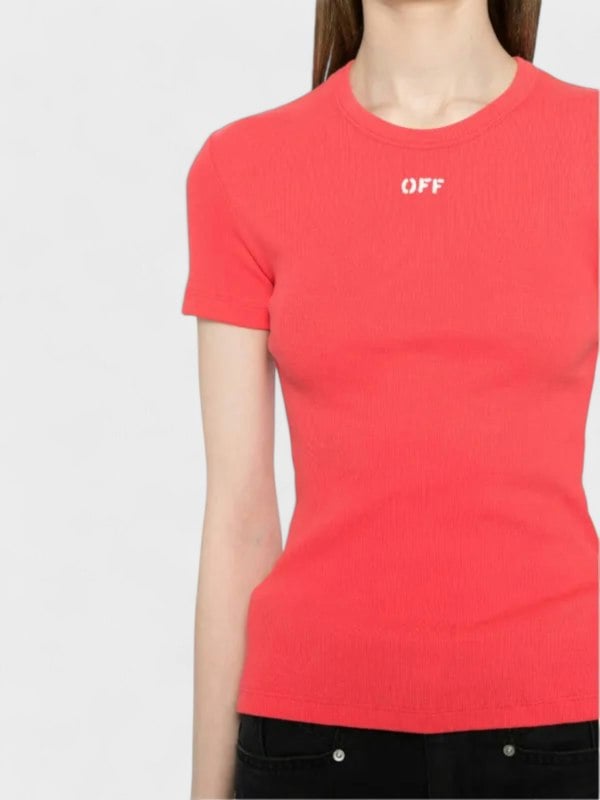 Off-White Off Stamp T-Shirt Red - Unisex