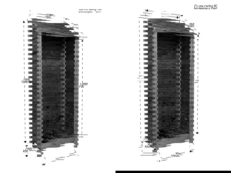 Arbor Garden Solutions Wooden Log Store W-119cm, H-126cm or 180cm, D-88cm - Brown Finish