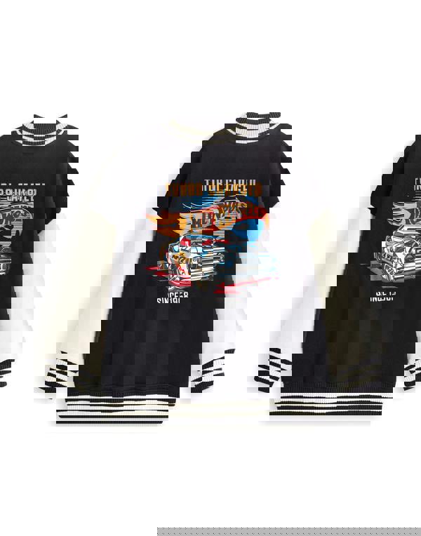 Hot Wheels Boys Black Turbo Charged Varsity Jacket