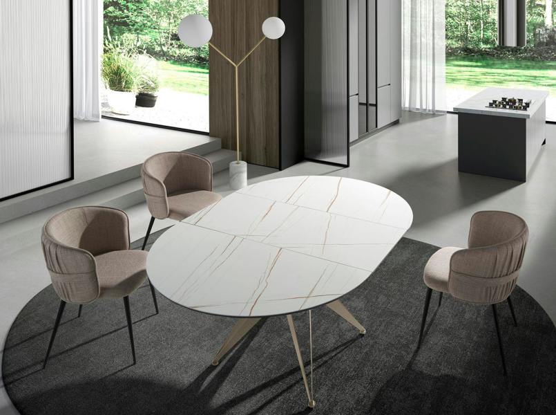 Angel Cerdá Floor Lamp in White Marble, Golden Steel and White Glass 8048
