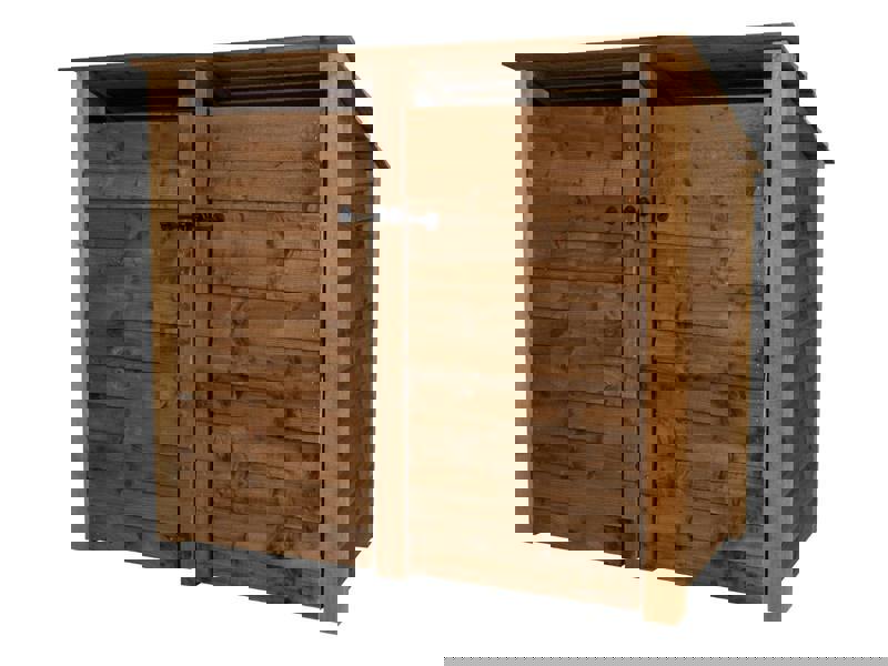 Arbor Garden Solutions Wooden Log Store (Roof Sloping Back) with Door and Shelf W-146cm, H-126cm or 180cm, D-88cm - Brown Finish