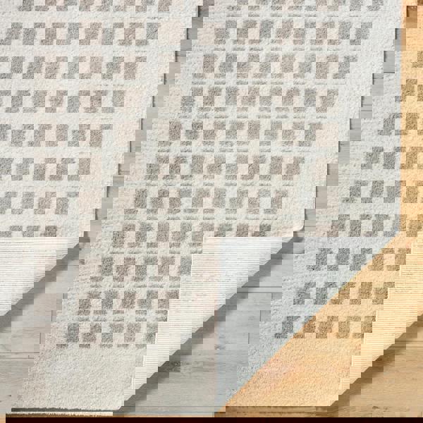 Livabliss Fossay Shag-Washable Beige Grey Modern High Pile Rug