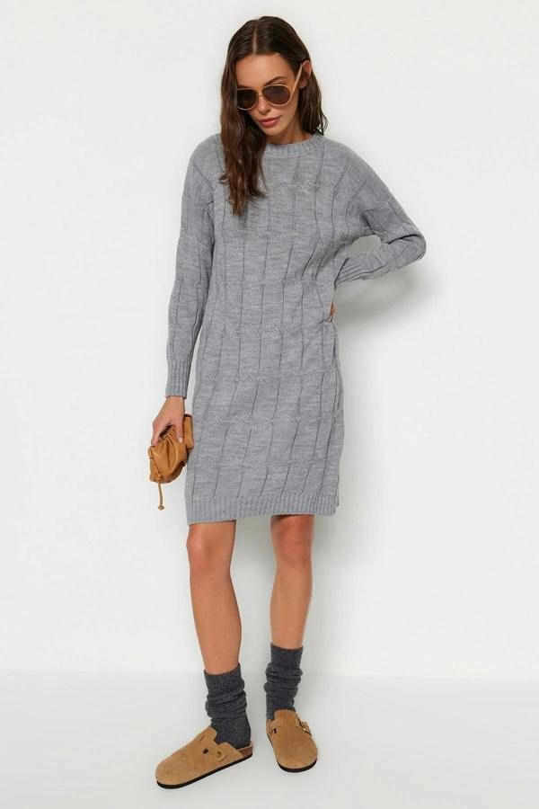 WOVCOR Mini Crew Neck Knit Dress