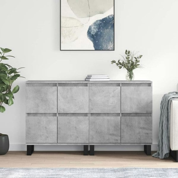 Berkfield Sideboards 2 pcs Concrete Grey Engineered Wood